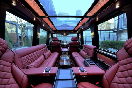 Inside of a Bus With Red Leather Seatsの素材