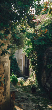 Beautiful alley in the old town of Rethymno Crete Greeceの素材