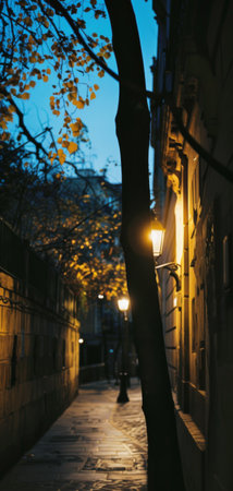Old street in Prague at night, Czech Republic. Selective focus.の素材