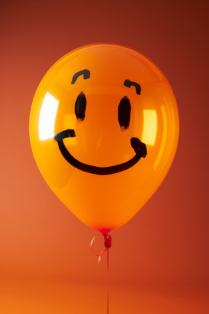 Smiley Face Balloon Floating in the Airの素材