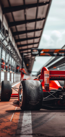 Red Race Car on Top of Race Trackの素材