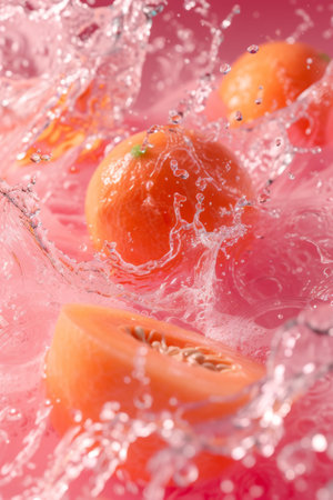 A Bunch of cantaloupesSubmerged in Waterの素材