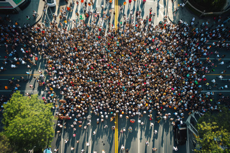 Crowded Street With Large Group of Peopleの素材