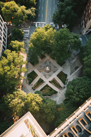 Panoramic Cityscape View Seen From the Top of a Tall Buildingの素材