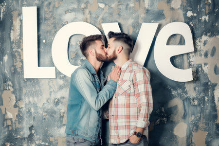 Two Men Standing Next to Each Otherの素材