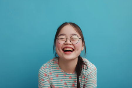 Young Girl Wearing Glasses and Smilingの素材