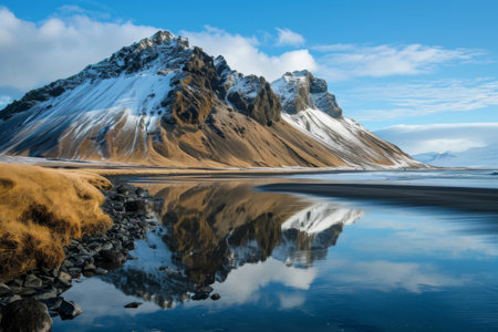 Majestic Mountain Reflecting in Crystal Clear Watersの素材