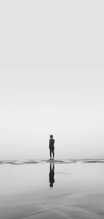 Person Standing on Beach Near Oceanの素材