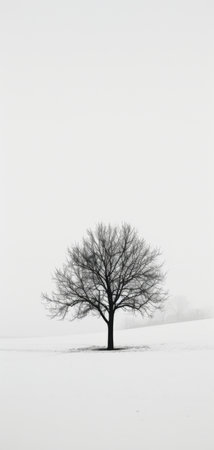 Lone Tree in Snowy Fieldの素材