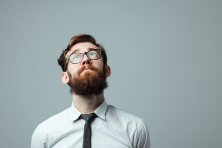 Man With Beard and Glasses Making Funny Faceの素材