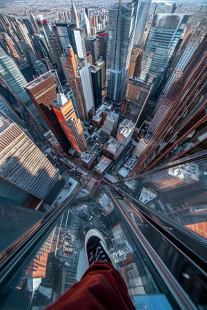 Person Standing on Top of Tall Buildingの素材