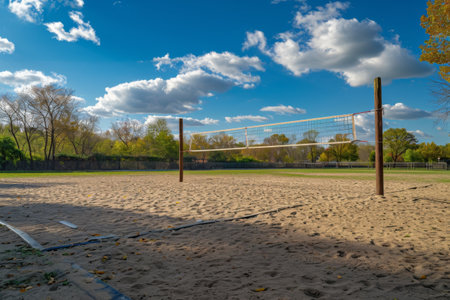 Volleyball Court With Background Volleyball Netの素材