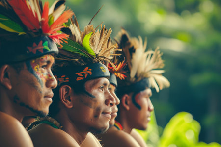 Group of Native American Men Standing Togetherの素材