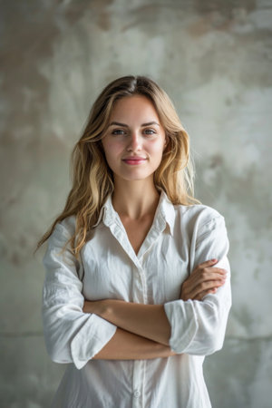 Woman Standing With Arms Crossedの素材