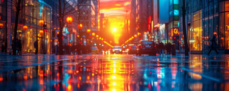 A City Street Overflowing With Tall Buildingsの素材