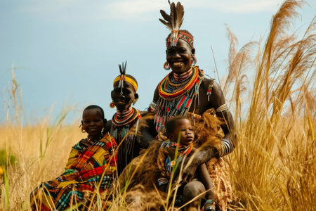 Group of People Sitting on Grass-Covered Fieldの素材