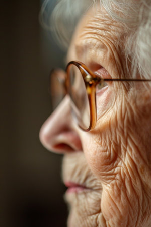 Elderly Woman With Glasses Smoking Cigaretteの素材