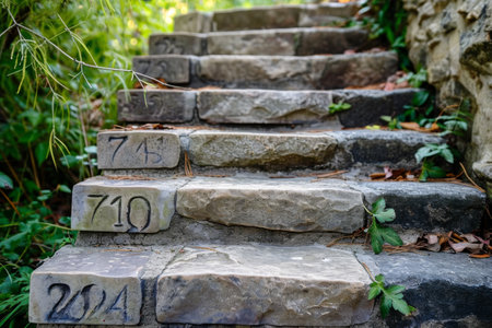 Stone Steps With Numbered Treads, A Guide to Ascending the Staircaseの素材