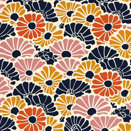 Beautiful Colorful Flower Pattern on White Backgroundの素材