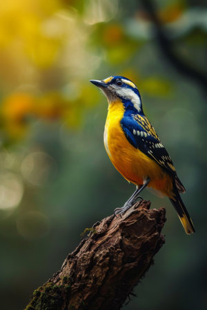 Colorful Bird Perched on Tree Branchの素材