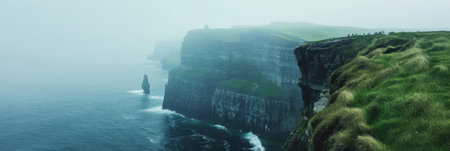 Grass-covered Cliff Showing Natures Tenacity and Beautyの素材
