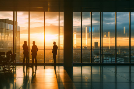 Group of People Standing in Front of a Windowの素材