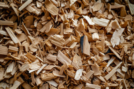 Close-Up of Wood Shavings, Natural Texture and Detail for Carpentry and Craftsの素材