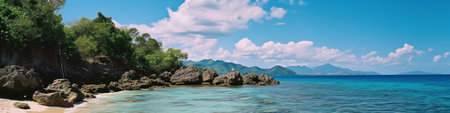 A Picture of a Beach With Rocks and Waterの素材