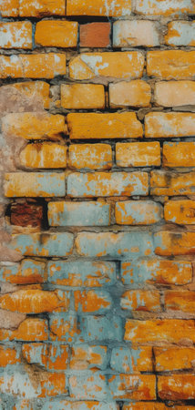 This photo showcases a detailed close-up of a brick wall constructed using individual bricks.の素材