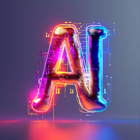 Neon Lights Form the Letter A in a Striking Display of Lightの素材