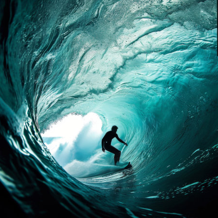 Man Riding Wave on Surfboard - Ultimate Water Adventureの素材