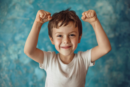 Young Boy Poses for Picture, A Candid Moment Capturedの素材