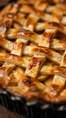 Close-up of freshly baked gorka apple pie on tableの素材