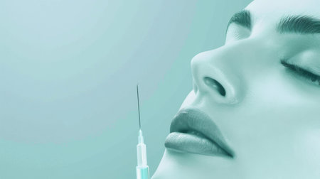 Woman receiving botox injection from botox doctorの素材