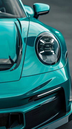 Close-up of front blue sports carの素材