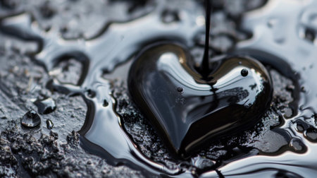 Heart shape floating in water puddleの素材