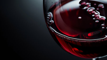 Close up of wine glass filled with red wineの素材