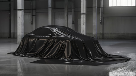 Covered car in parking garageの素材
