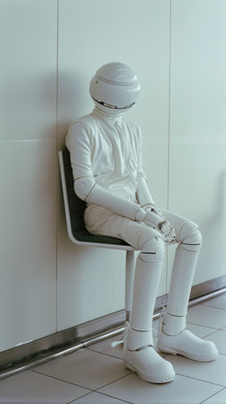 Person sitting on chair in roomの素材