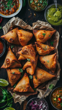 Variety of foods on tableの素材