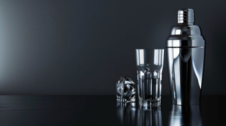 Three glasses and bottle on tableの素材