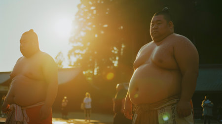 Two men standing togetherの素材