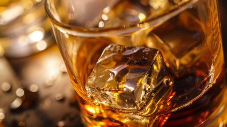 Glass of ice on tableの素材