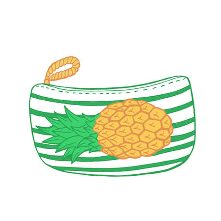 Small summer handbag with pineapple. Vector illustrationのイラスト素材