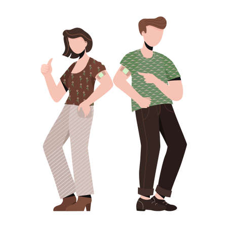 People vaccination. Man and woman were vaccinated. For medical publications and vaccination campaign.のイラスト素材