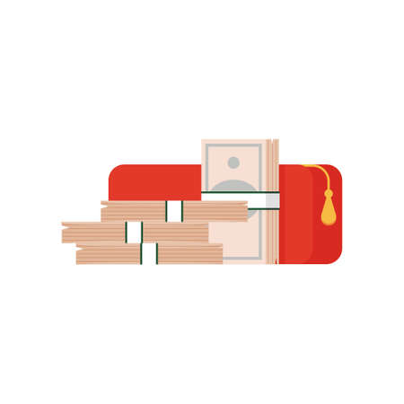 Cash and wallet. Money stack in vectorのイラスト素材