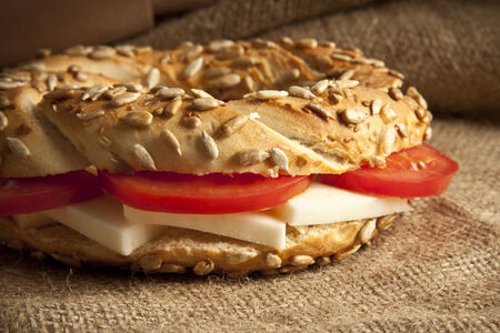 Turkish breakfast  simit, cheese, cherry tomato bakery