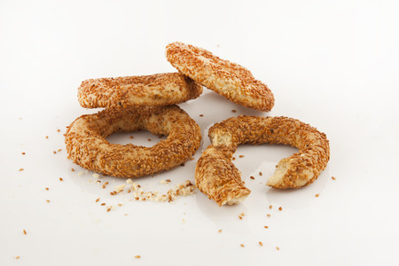 Turkish Bagel Simit with Sesame isolated white background