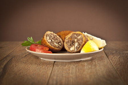 Turkish Ramadan Food icli kofte ( meatball ) falafelの写真素材