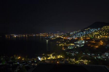 Yalikavagi Turkey Bay View at Nightの写真素材